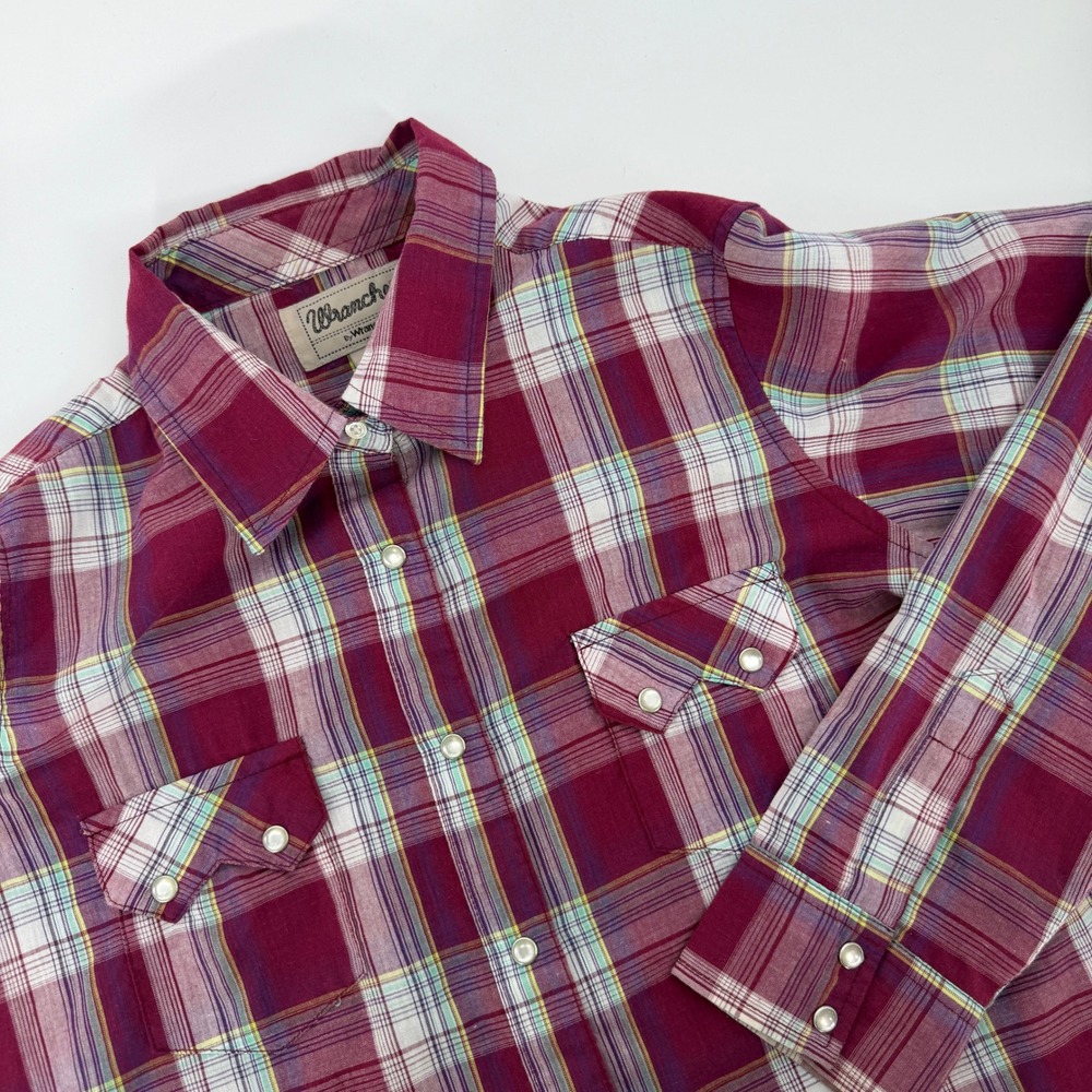 Wrancher by Wrangler Womens Plaid‎ Western Snap Shirt Burgundy Purple LWR7019 L
